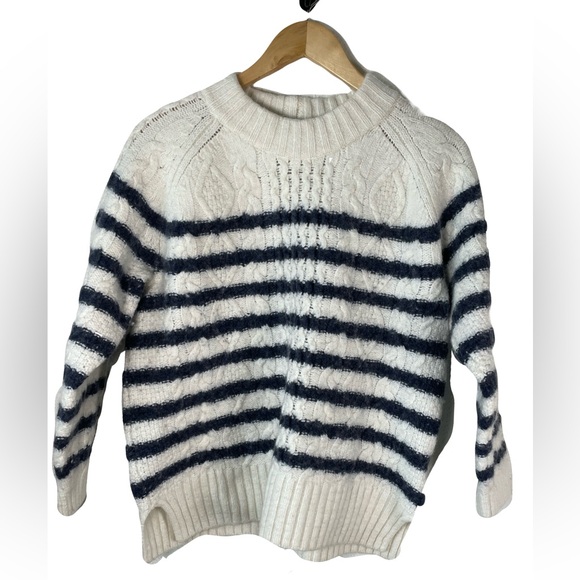 Madewell Striped Cable Knit Wool/ Alpaca Blend Sweater – Size M - Picture 3 of 9